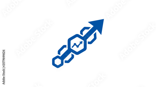 Photography Blue arrow on a chain link.