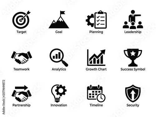 Business Planning And Growth Strategy Icons Pack Vector Illustration