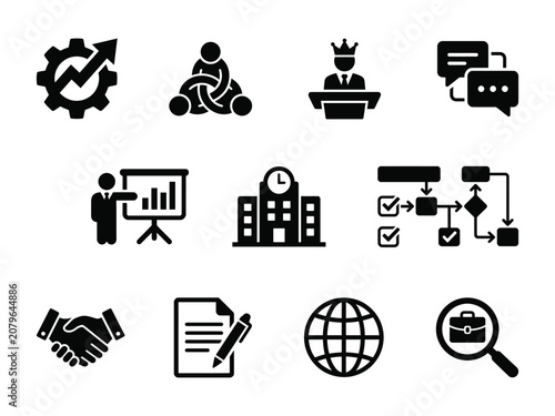 Professional Corporate Management And Organization Icon Set Vector Illustration