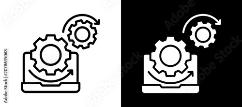 Process Automation Icon Set In Black And White Filled Style Collection