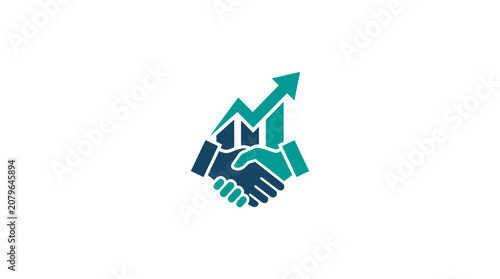 Two shaking hands with growing partnership growth