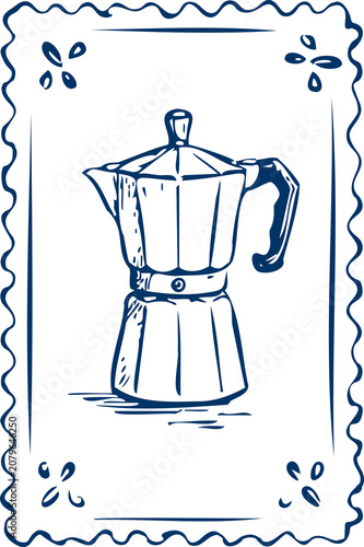 Coffee maker line illustration.