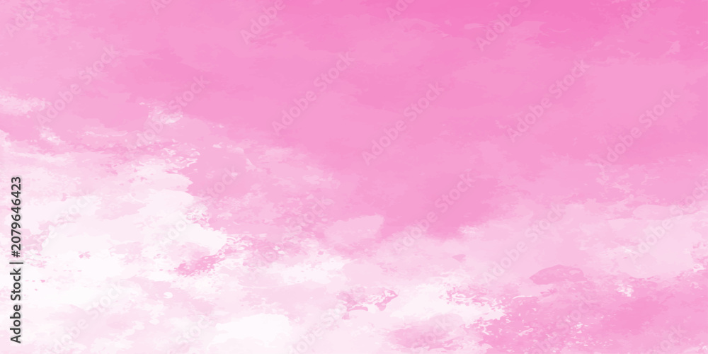 Fototapeta premium Vibrant pink watercolor texture background romantic abstract pastel paint wash horizontal banner for greeting card