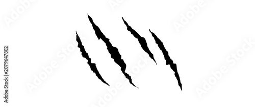 Foto Abstract black claw scratch marks isolated on white background