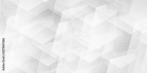 Konstfotografi Abstract white and grey geometric background with overlapping translucent hexagon shapes and soft gradients