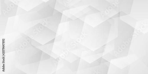 Φωτογραφία Abstract white and grey geometric background with overlapping translucent hexagon shapes and soft gradients