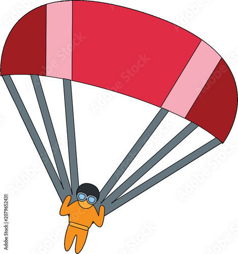 Tablou pe pânză Skydiving person with red parachute vector illustration