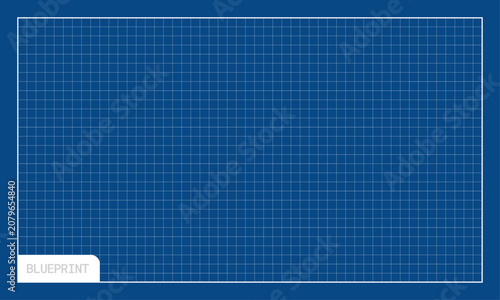 Blue Blueprint Background with Technical Grid Pattern, Engineering Draft Layout and Architectural Graph Paper Vector Template