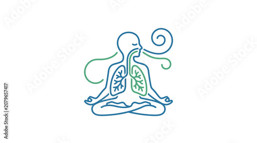 Meditation Breathing Lungs Vector Illustration
