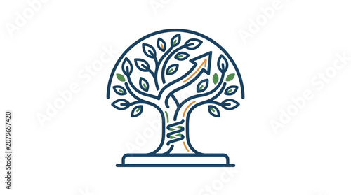 Growth Tree with Arrow Vector Illustration