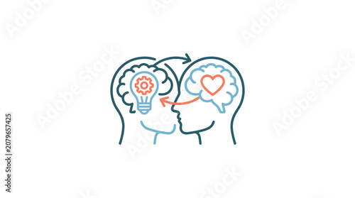 Logic and Emotion Brain Balance Vector Illustration