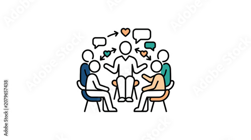 Group Communication and Feedback Session Vector Illustration