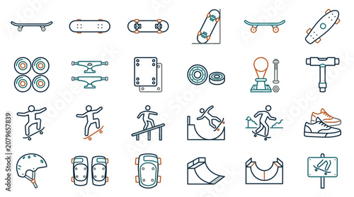 Skateboarding Icon Set Vector