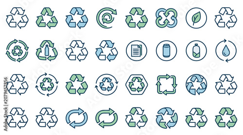 Recycling and Sustainability Icon Set