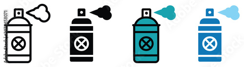 Canvastavla Insecticide Spray Can and Pest Control Icon Set Bug Repellent, Aerosol Disinfect