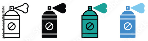 Konstfotografi Insecticide Spray Can and Pest Control Icon Set with Bug Repellent, Aerosol Disi