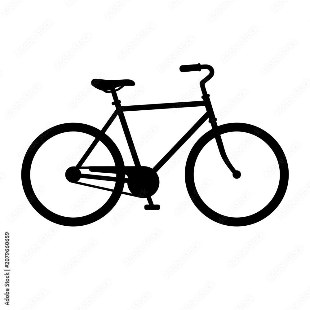 Obraz premium Bicycle, bike, cycling, transport, vehicle, black, silhouette, icon, symbol isolated on White Background