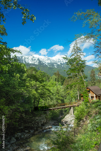 Cabin and river in Slovenia