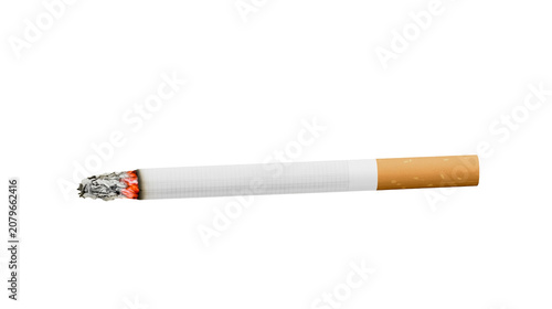 Photos Burning cigarette with glowing ember and ash, isolated on transparent background