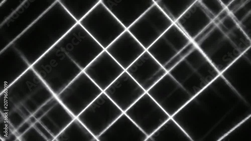 Abstract glowing white laser grid motion background, futuristic geometric light lines overlay for digital technology and cyberpunk visual effects