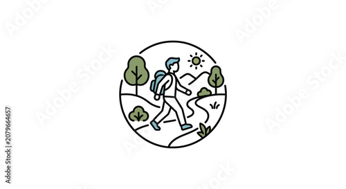 Hiker on Trail Badge Design