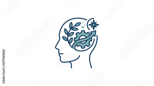 Human Head Profile Growth Concept Vector