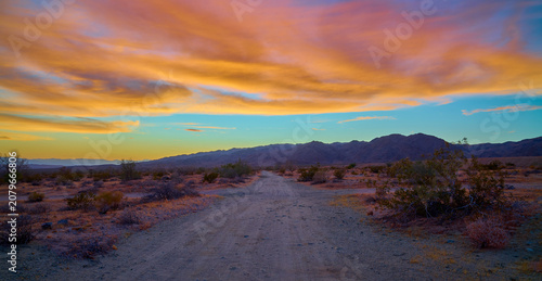 Sunset over the Cottonwood Mountains near the south entrance of Joshua Tree National Park, CA.