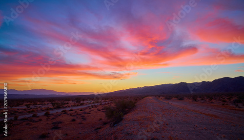 Sunset over the Cottonwood Mountains near the south entrance of Joshua Tree National Park, CA.