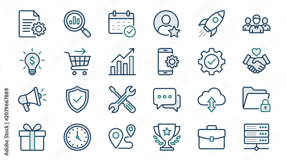 Fototapeta premium Business and Technology Icon Set