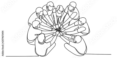 Vászonkép Group of people joining hands together in a circle as a symbol of unity and team