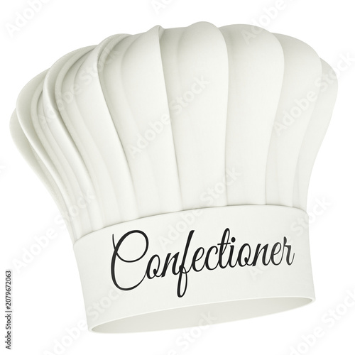 White confectioner chef hat. 3D rendering