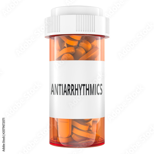 Antiarrhythmics pill bottle for heart rhythm medication. 3D rendering