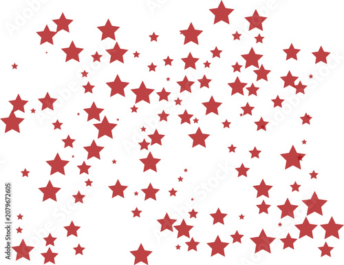 Red star confetti background, scattered crimson star shapes on white, festive holiday decorative pattern vector, celestial astronomical star elements