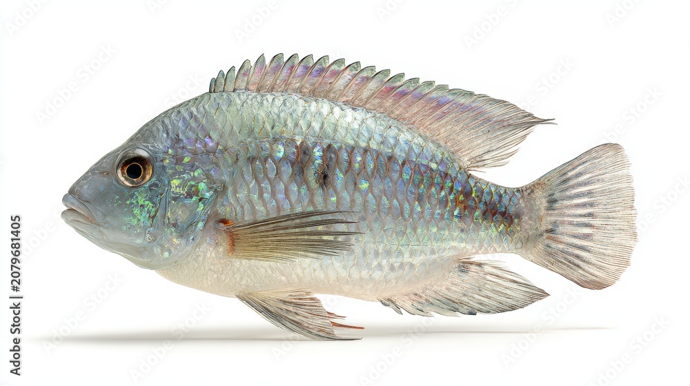 Fototapeta premium Studio close-up of Nile tilapia showing scales and fins
