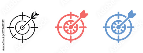 Tableau sur toile Target icon, arrow hitting center, goal symbol, objective illustration, success focus, business strategy, accuracy vector design