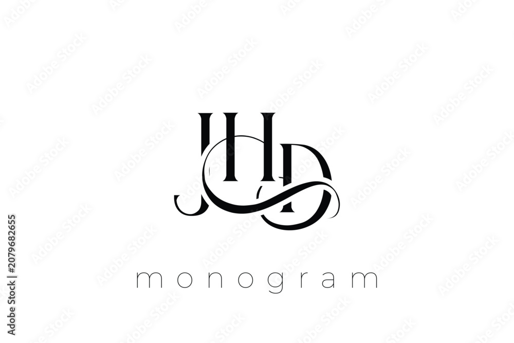 Fototapeta premium JHD Elegant Monogram Logo Design With Decorative Lettering