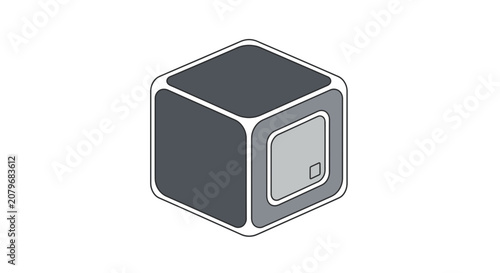 3D Cube Device with Screen and Button