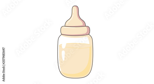 Baby bottle with milk, isolated on white background