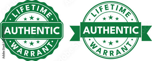 Obraz na płótnie Lifetime Warranty Authentic Seal Rubber Stamps, Green Round Quality Guarantee La