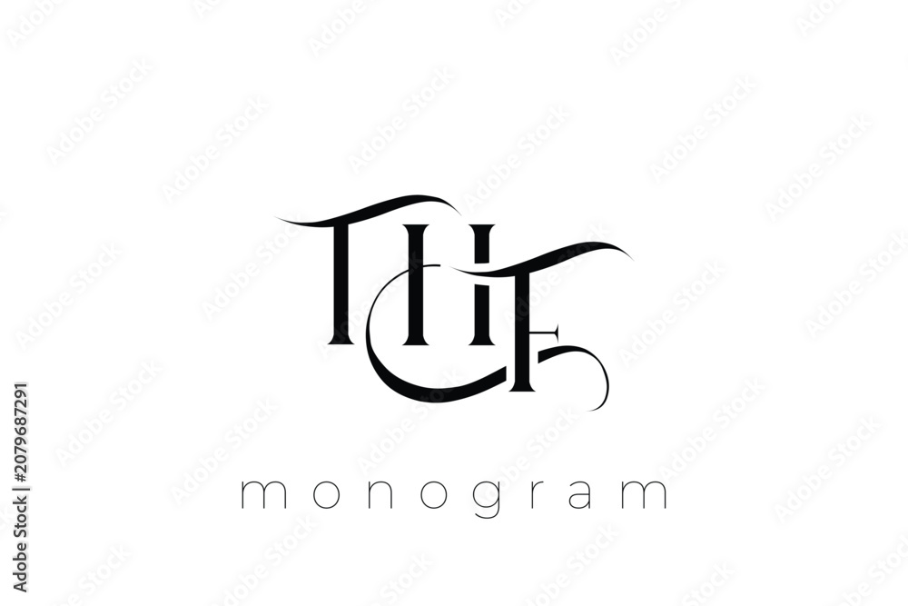Fototapeta premium THF Elegant Monogram Logo Design With Decorative Lettering