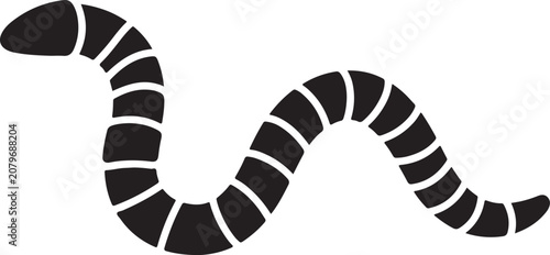 Earthworm Silhouette Vector Icon in Minimal Black Outline Style