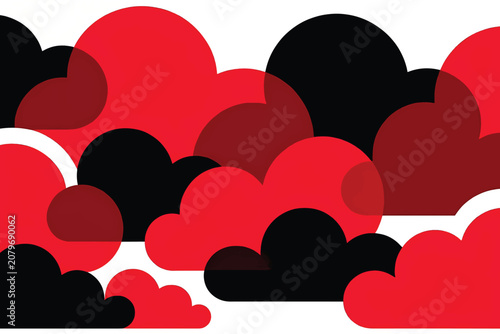 Vibrant Red and Black Translucent Overlapping Cloud Texture.