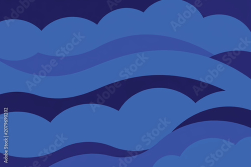 Deep Royal Blue Monochromatic Overlapping Wavy Cloud Layers.