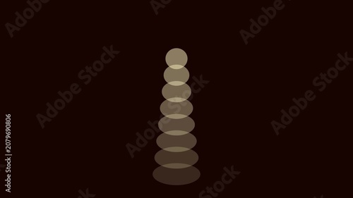 Minimalist zen stone stack animation, balanced pebbles tower on dark 4k background, for meditation and, mindfulness concepts