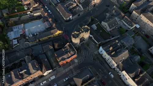 Aerial view of the historic city centre of historic downtown Drogheda, County Louth, Ireland.