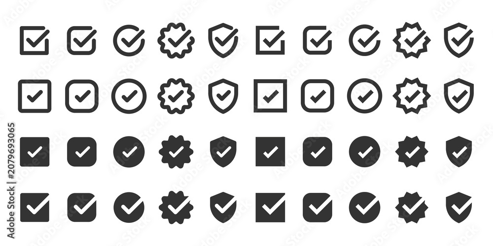 Obraz premium PNG Variety of checkmark icons collection on transparent background