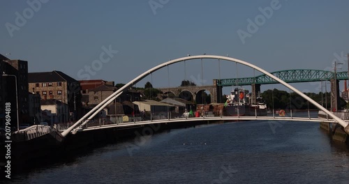 Drogheda, County Louth, Ireland - May 25, 2026:  A bridge crosses the River Boyne near the historic waterfront.