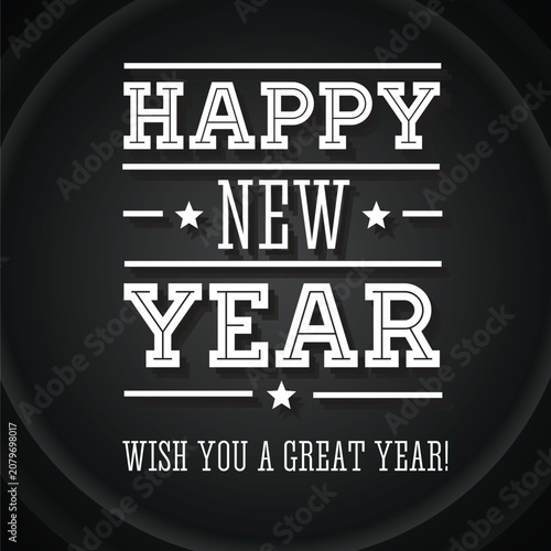 Happy New Year vintage sign lettering