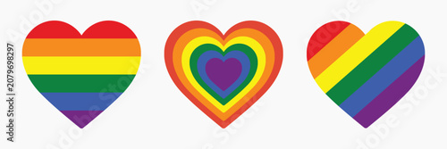 Colorful hearts symbolize pride element vector set
