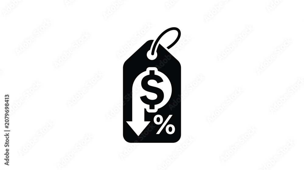 Obraz premium Price Tag With Dollar Sign And Percent Symbol Silhouette